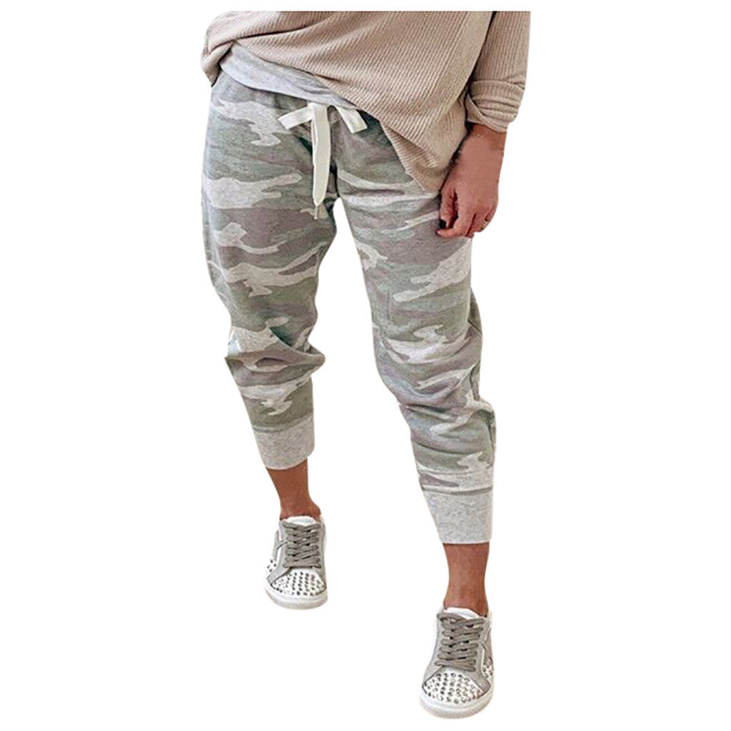 Camo print casual drawstring Jogger smart safari