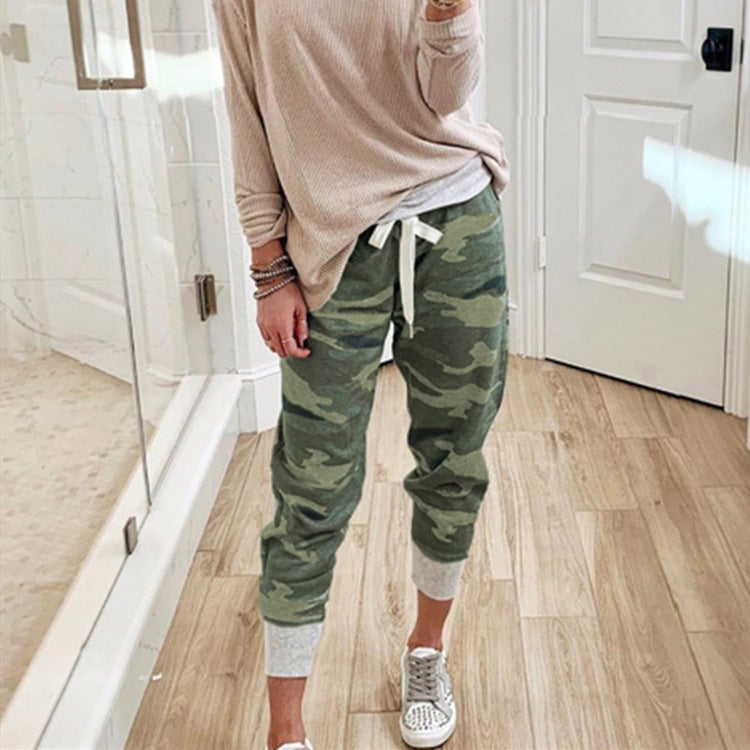 Camo print casual drawstring Jogger smart safari