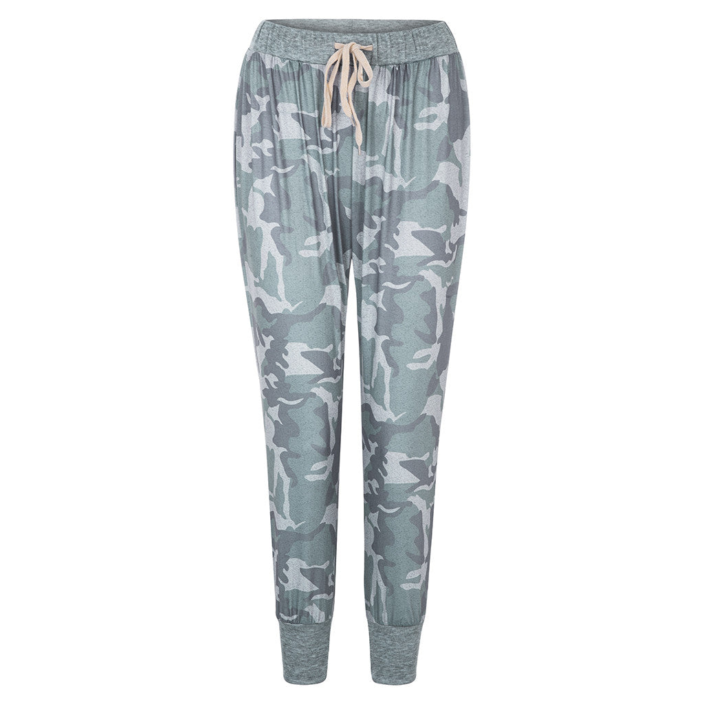 Camo print casual drawstring Jogger smart safari