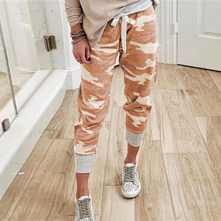 Camo print casual drawstring Jogger smart safari