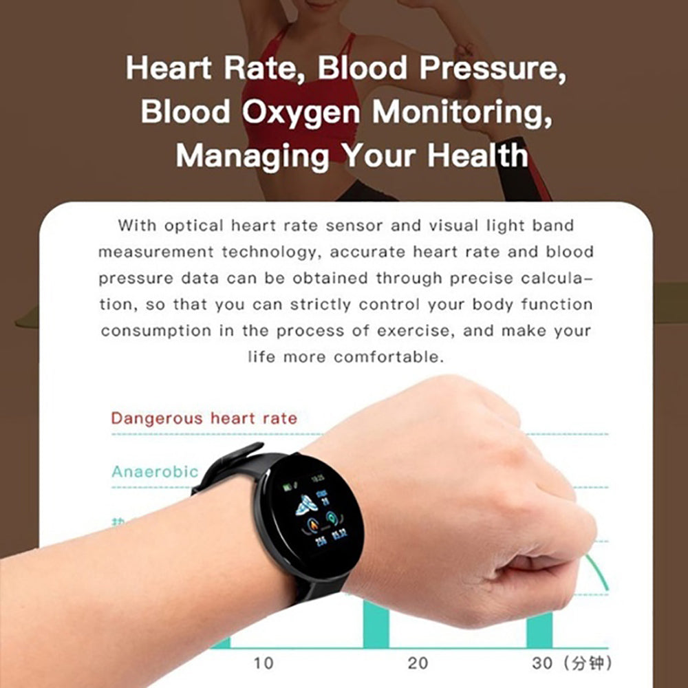 D18 Bluetooth Smart Watch, Men Women Blood Pressure Heart Rate Monitor Smart Watch, Pedometer Sport Tracker Smart Band For Android IOS smart safari