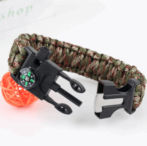 Emergency Paracord Bracelets, Survival Bracelet With Embedded Compass Whistle Survival Fire Starter Scraper Accessories, Suit For Hiking, Camping, Fishing And Hunting smart safari