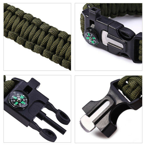 Emergency Paracord Bracelets, Survival Bracelet With Embedded Compass Whistle Survival Fire Starter Scraper Accessories, Suit For Hiking, Camping, Fishing And Hunting smart safari