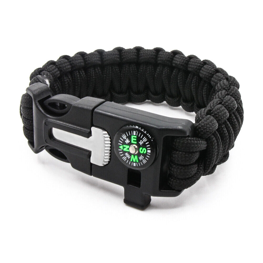 Emergency Paracord Bracelets, Survival Bracelet With Embedded Compass Whistle Survival Fire Starter Scraper Accessories, Suit For Hiking, Camping, Fishing And Hunting smart safari