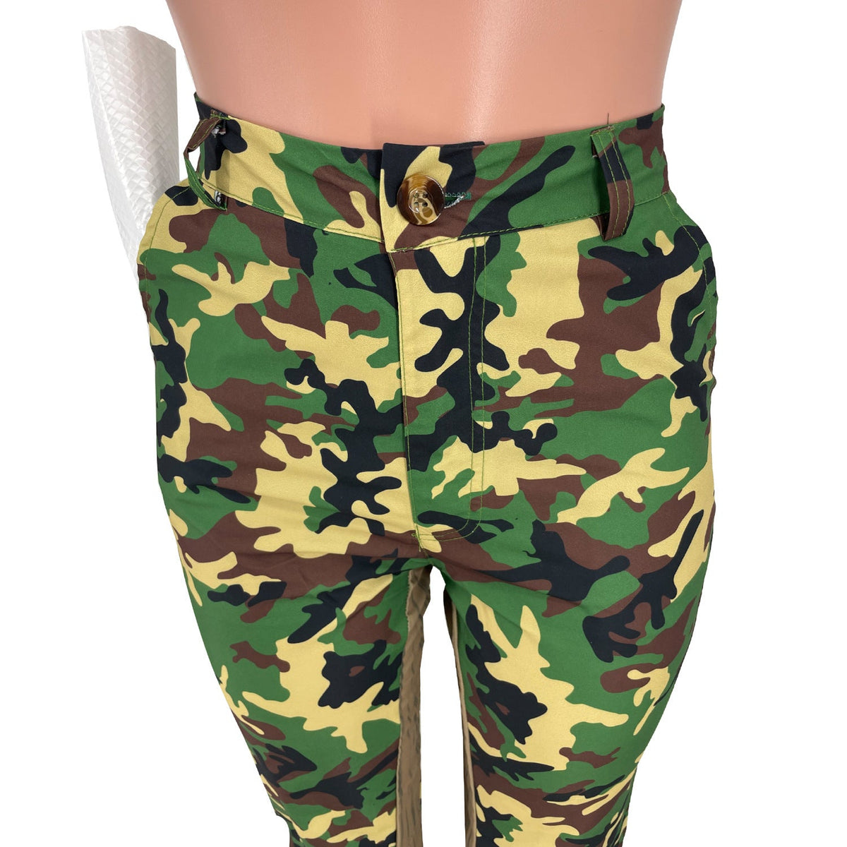 European And American Camo Stitching Flared Pants smart safari