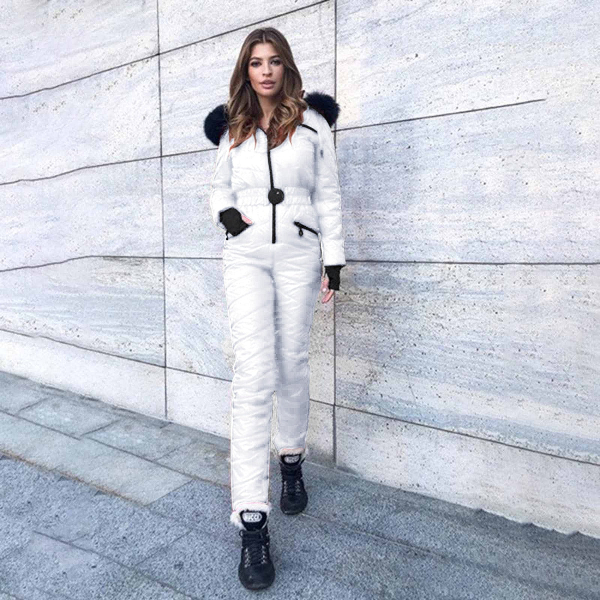 Fashion ladies ski outdoor sports zipper jumpsuit smart safari