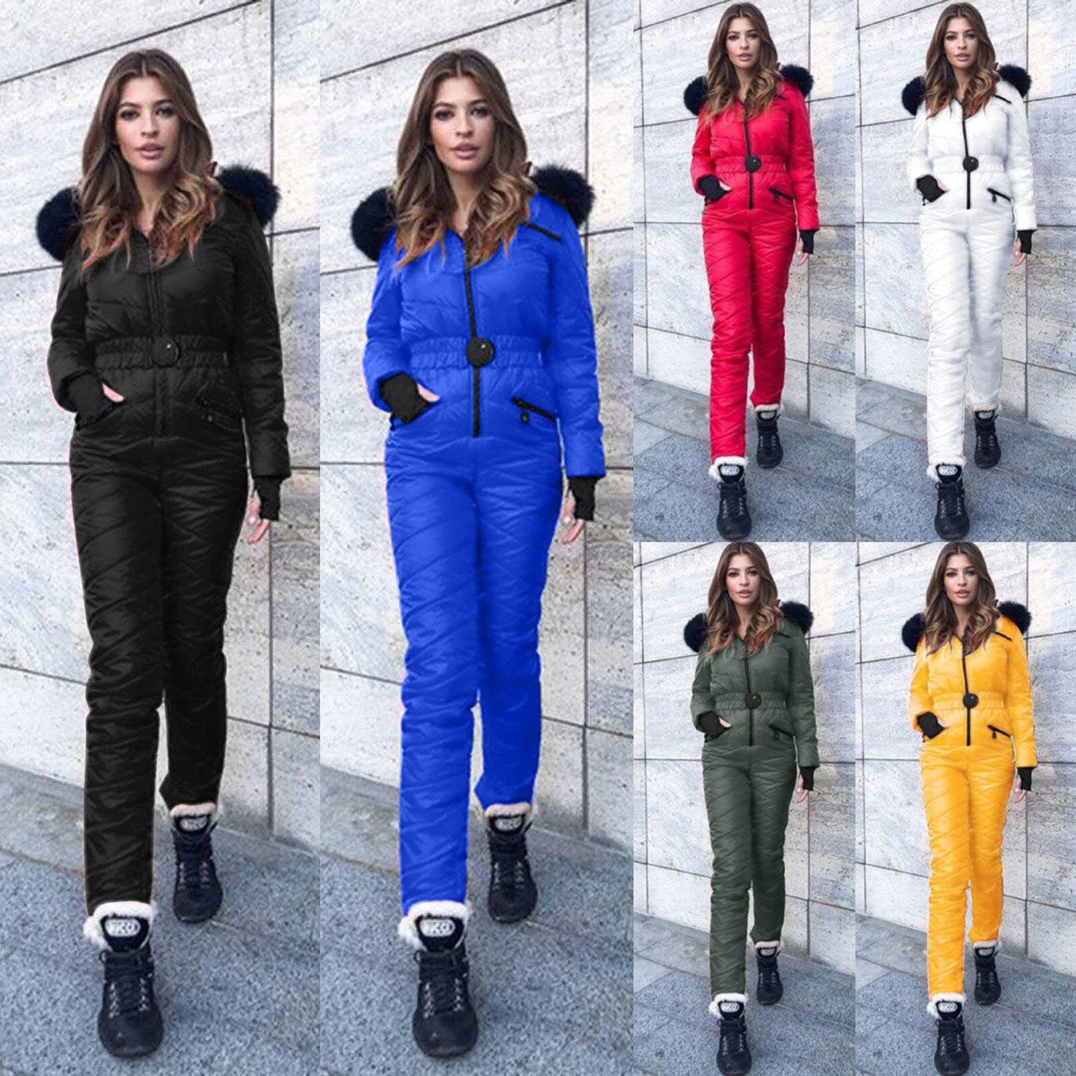 Fashion ladies ski outdoor sports zipper jumpsuit smart safari