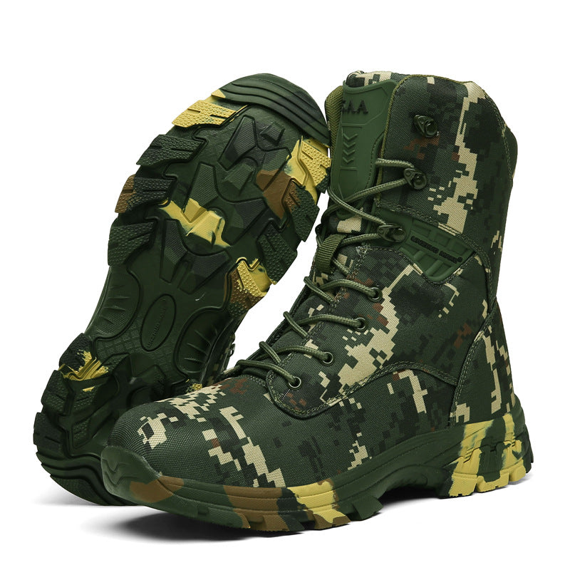 Men's Camo Outdoor Casual High Top Tactical Military Boots smart safari