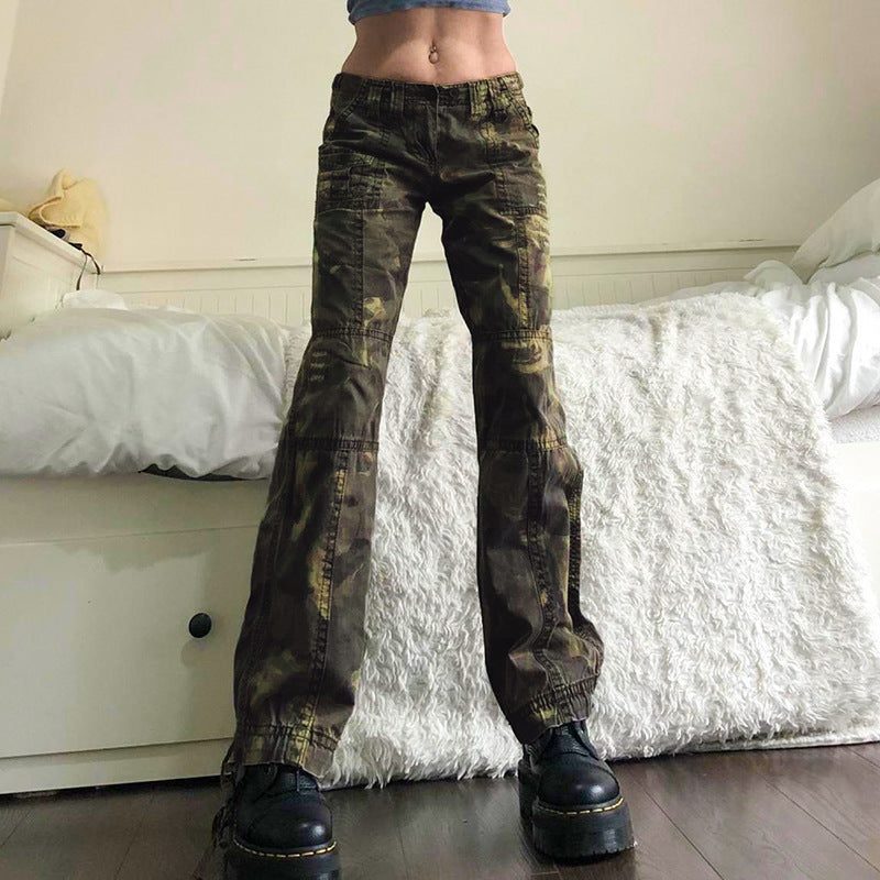 Stylish High Waist Slim Fit Camo Cargo Pants smart safari