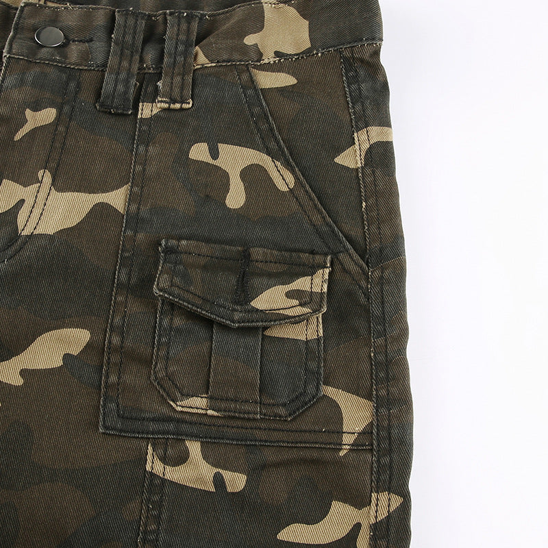 Stylish High Waist Slim Fit Camo Cargo Pants smart safari