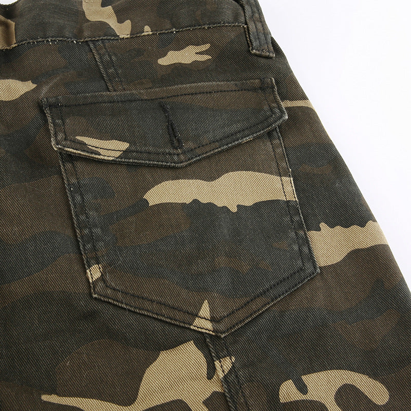 Stylish High Waist Slim Fit Camo Cargo Pants smart safari