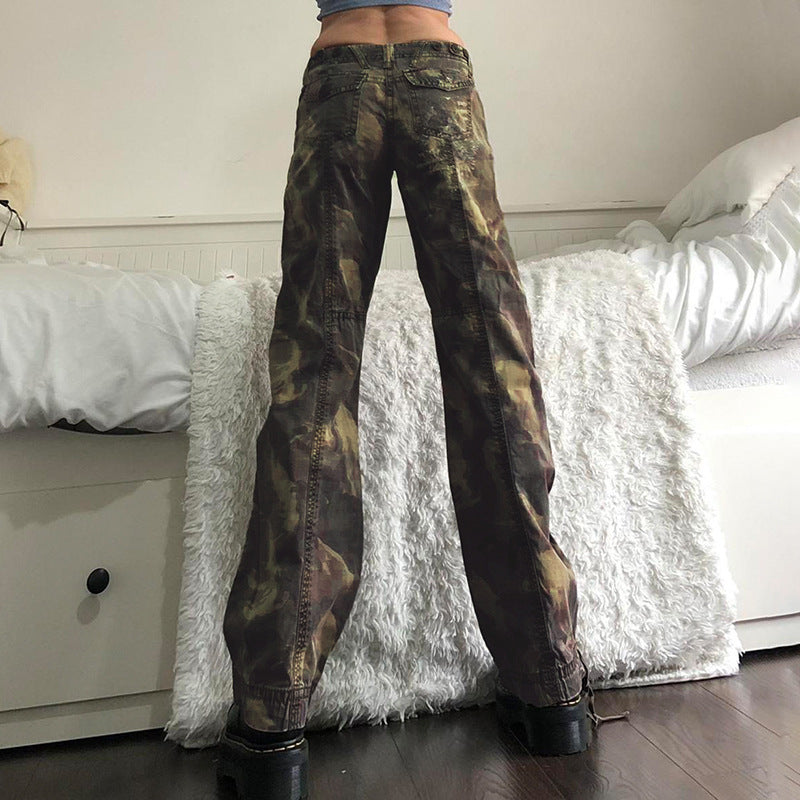 Stylish High Waist Slim Fit Camo Cargo Pants smart safari