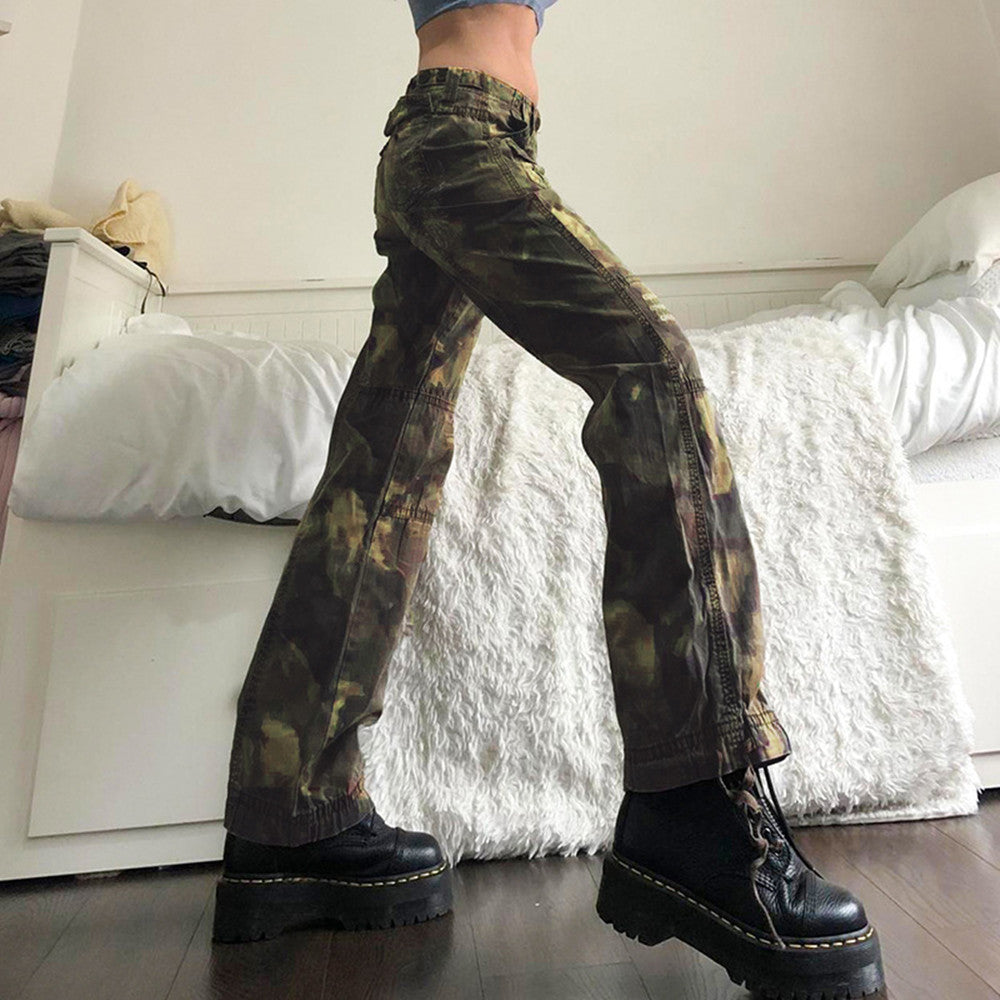 Stylish High Waist Slim Fit Camo Cargo Pants smart safari