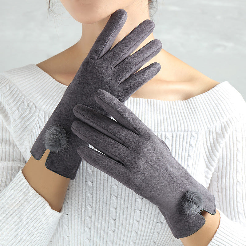 Suede Glove Warm Finger Gloves smart safari