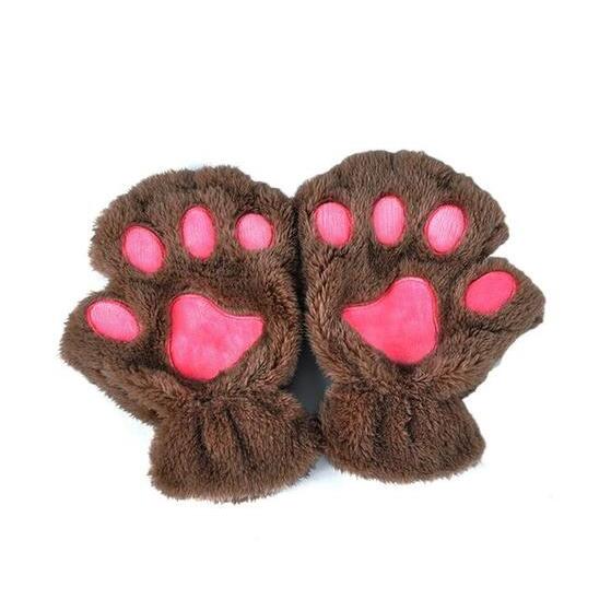 Winter Lovely Half Cover Paw Bear Cat Claw Gloves Short Finger smart safari