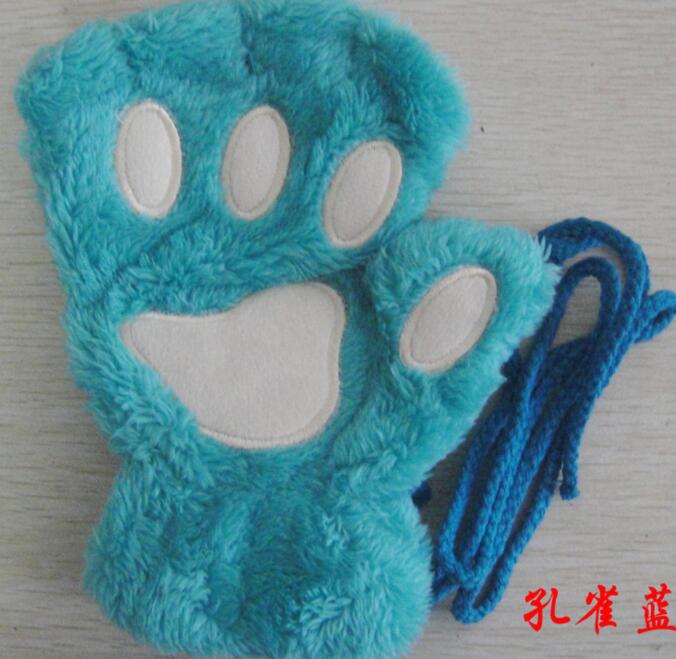 Winter Lovely Half Cover Paw Bear Cat Claw Gloves Short Finger smart safari