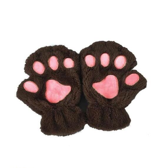 Winter Lovely Half Cover Paw Bear Cat Claw Gloves Short Finger smart safari