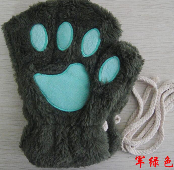 Winter Lovely Half Cover Paw Bear Cat Claw Gloves Short Finger smart safari