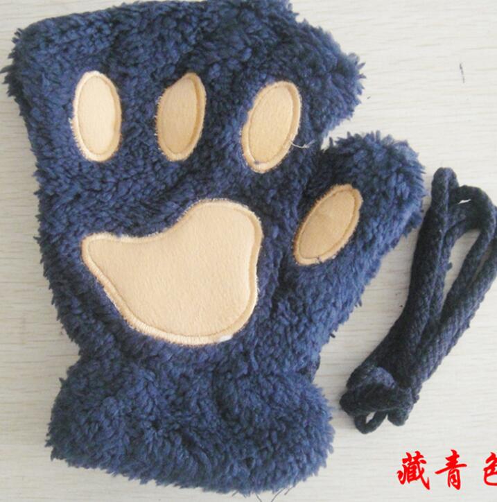 Winter Lovely Half Cover Paw Bear Cat Claw Gloves Short Finger smart safari