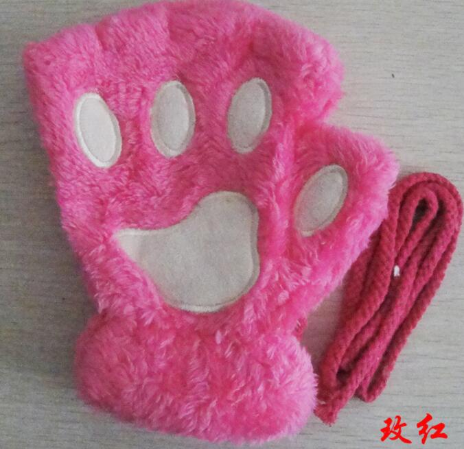 Winter Lovely Half Cover Paw Bear Cat Claw Gloves Short Finger smart safari