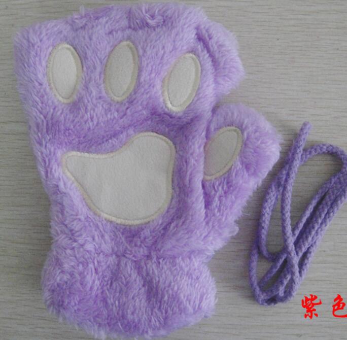 Winter Lovely Half Cover Paw Bear Cat Claw Gloves Short Finger smart safari