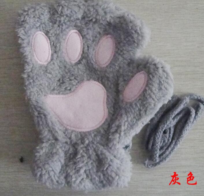 Winter Lovely Half Cover Paw Bear Cat Claw Gloves Short Finger smart safari