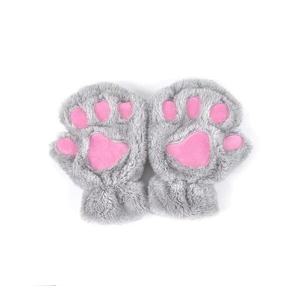 Winter Lovely Half Cover Paw Bear Cat Claw Gloves Short Finger smart safari