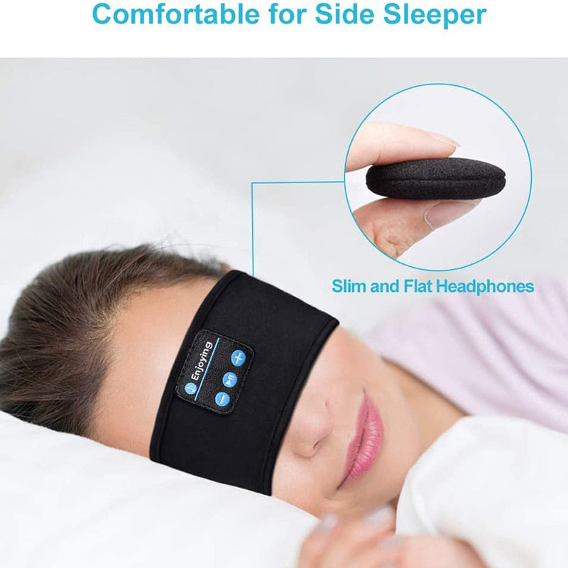 Wireless Bluetooth Sleeping Headphones Headband Thin Soft Elastic Comfortable Music Ear Phones Eye Mask For Side Sleeper Sports smart safari