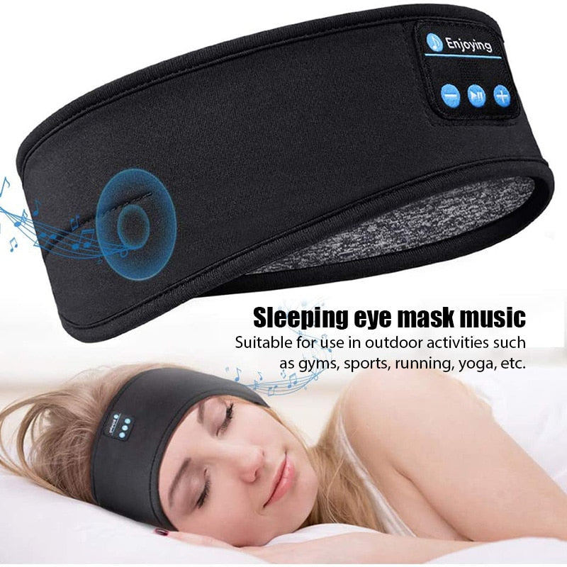 Wireless Bluetooth Sleeping Headphones Headband Thin Soft Elastic Comfortable Music Ear Phones Eye Mask For Side Sleeper Sports smart safari