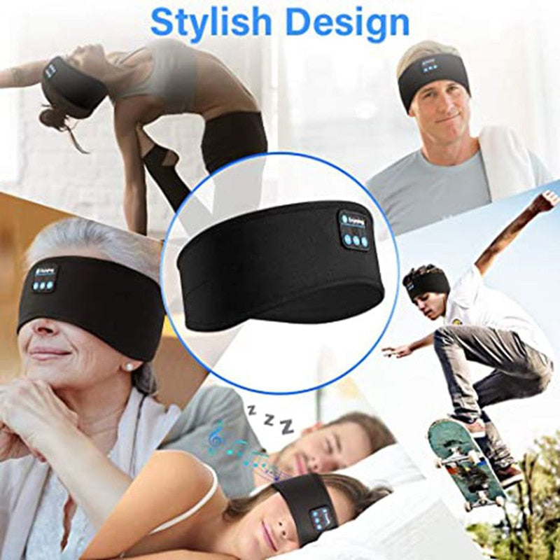 Wireless Bluetooth Sleeping Headphones Headband Thin Soft Elastic Comfortable Music Ear Phones Eye Mask For Side Sleeper Sports smart safari