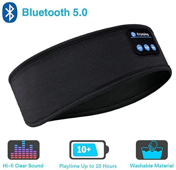 Wireless Bluetooth Sleeping Headphones Headband Thin Soft Elastic Comfortable Music Ear Phones Eye Mask For Side Sleeper Sports smart safari