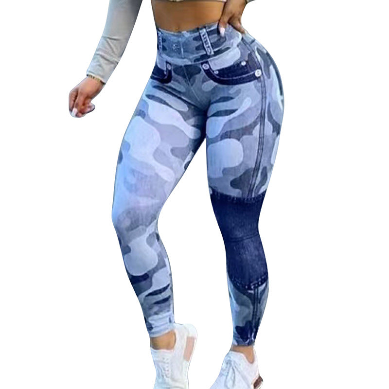 Women's Multicolor Print Camo Slim Fit Butt Lift Yoga Leggings smart safari