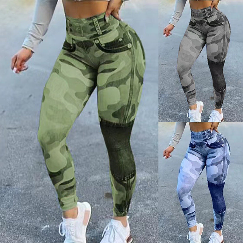 Women's Multicolor Print Camo Slim Fit Butt Lift Yoga Leggings smart safari