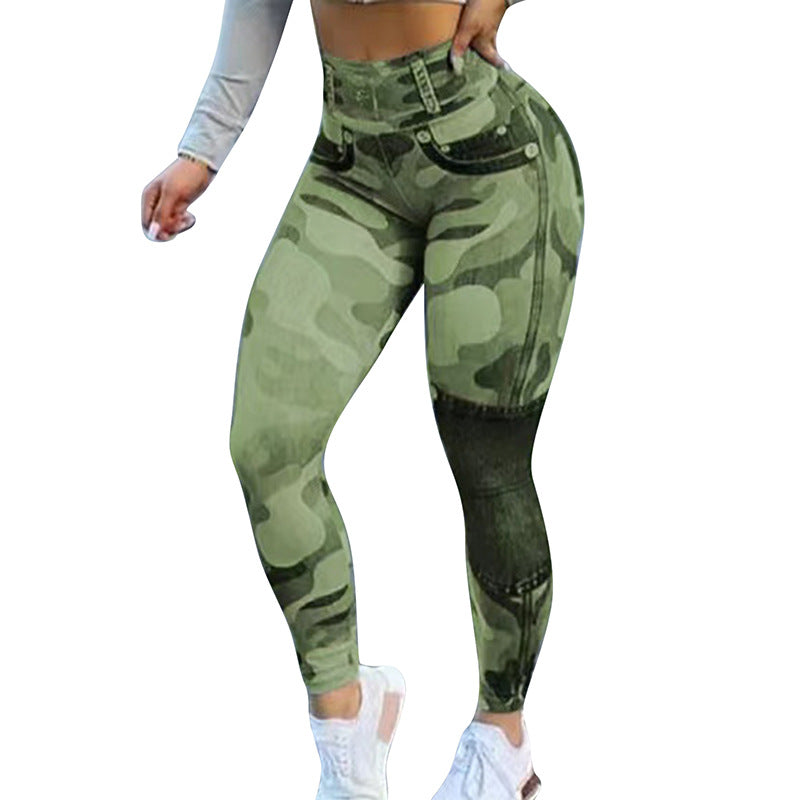 Women's Multicolor Print Camo Slim Fit Butt Lift Yoga Leggings smart safari