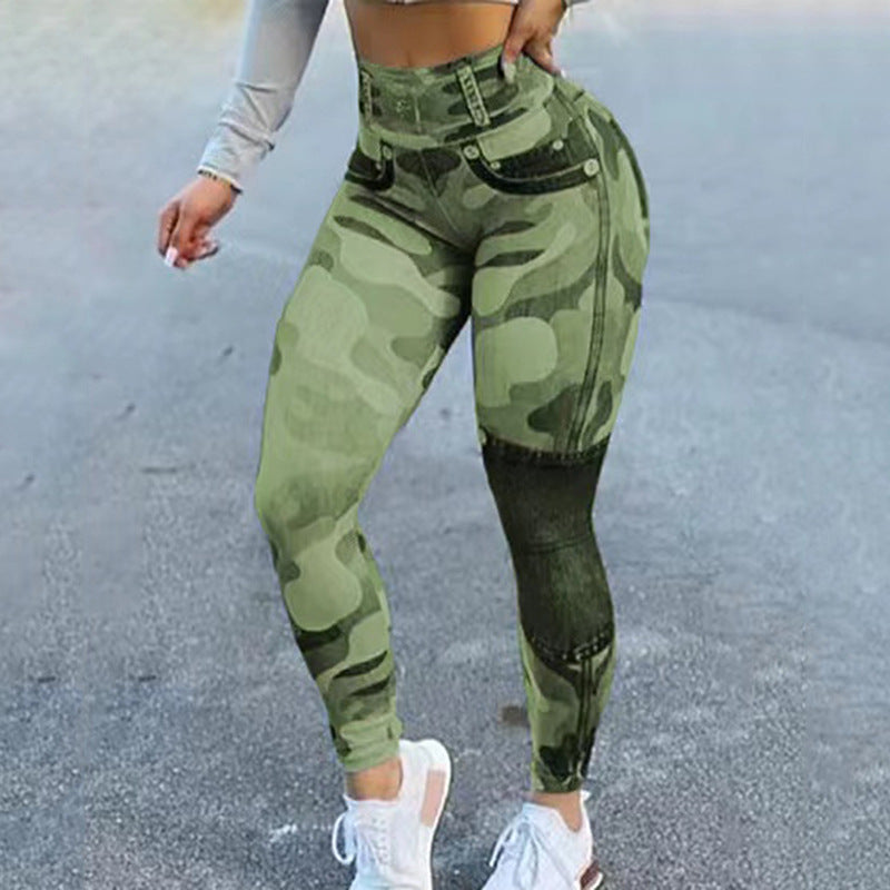 Women's Multicolor Print Camo Slim Fit Butt Lift Yoga Leggings smart safari