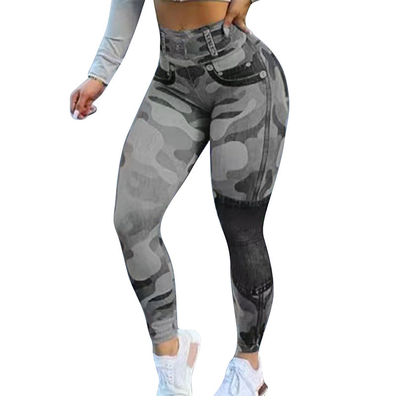 Women's Multicolor Print Camo Slim Fit Butt Lift Yoga Leggings smart safari