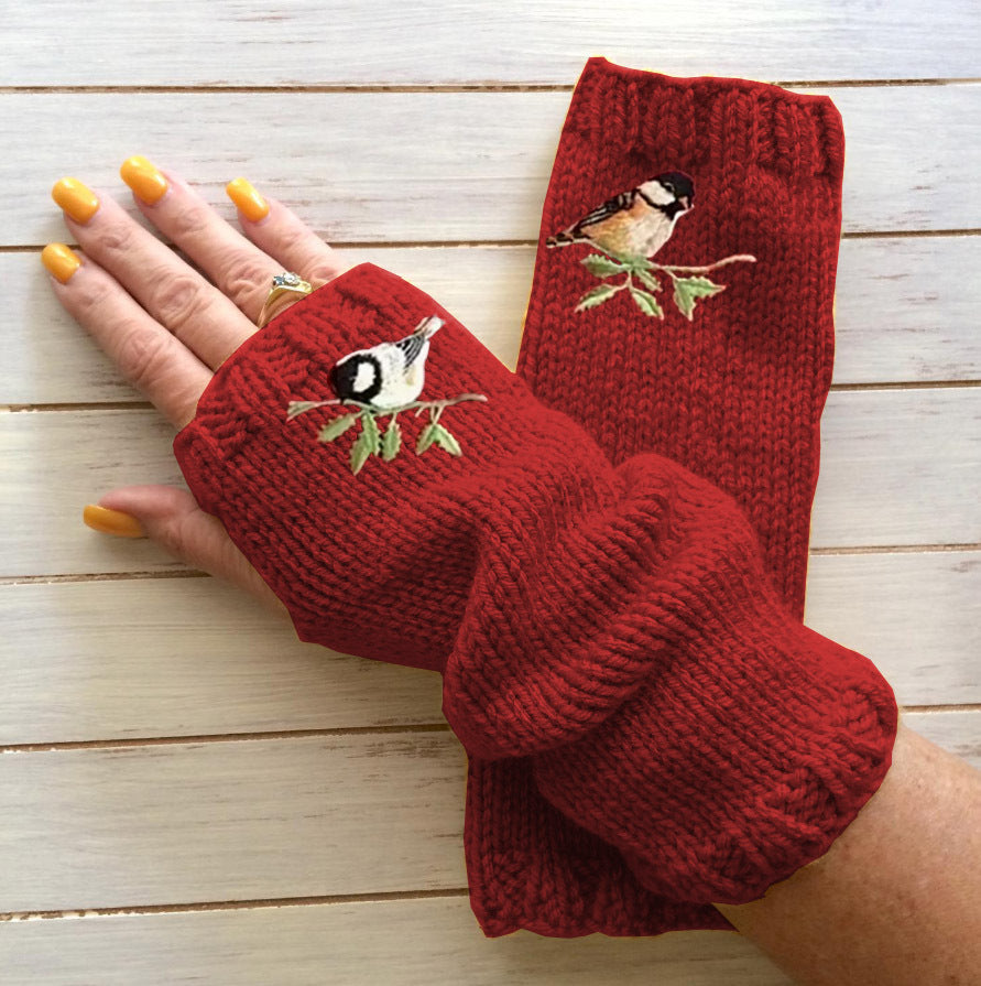 Women's Open Finger Gloves Knitted Warm Half Finger smart safari