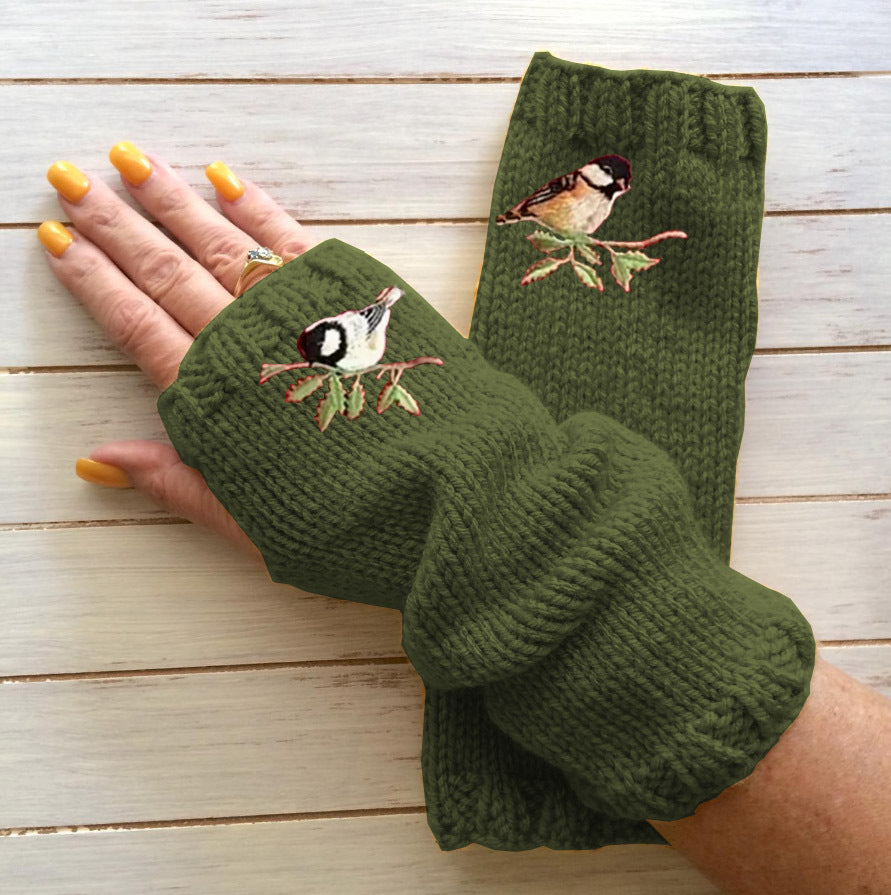 Women's Open Finger Gloves Knitted Warm Half Finger smart safari