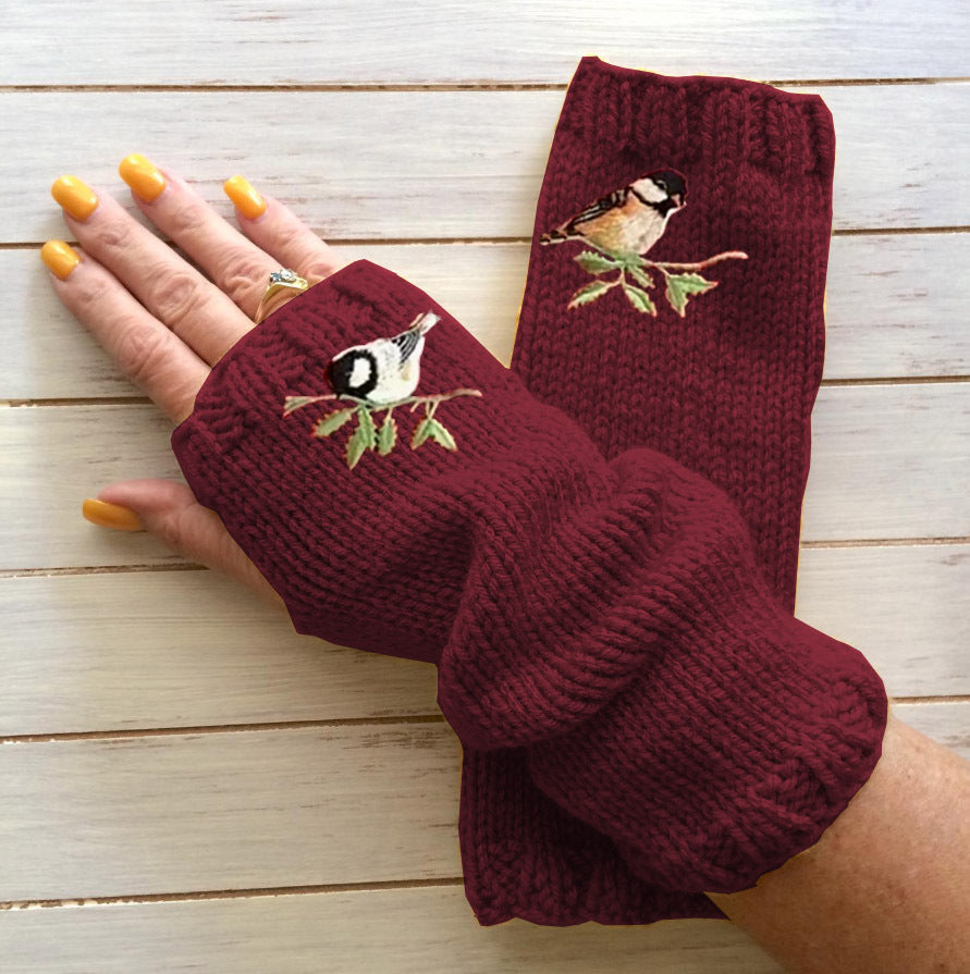 Women's Open Finger Gloves Knitted Warm Half Finger smart safari