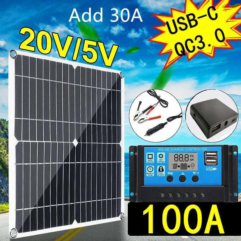 200W Solar Panel Kit 12V Battery Charger smart safari