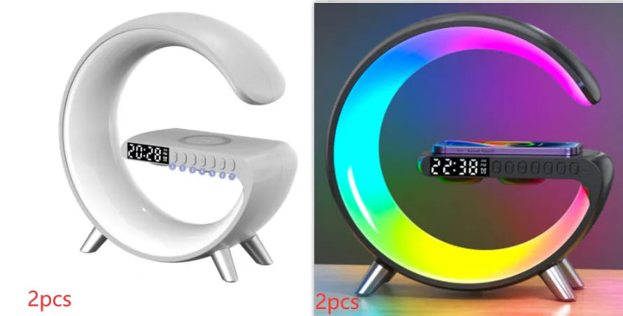 2023 New Intelligent G Shaped LED Lamp Bluetooth Speake Wireless Charger Atmosphere Lamp App Control For Bedroom Home Decor smart safari