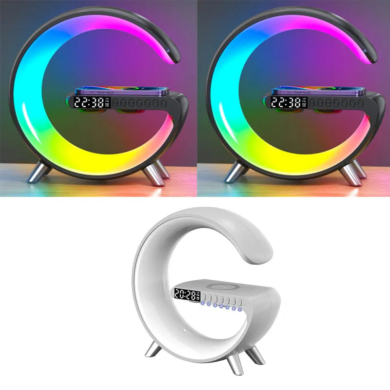 2023 New Intelligent G Shaped LED Lamp Bluetooth Speake Wireless Charger Atmosphere Lamp App Control For Bedroom Home Decor smart safari