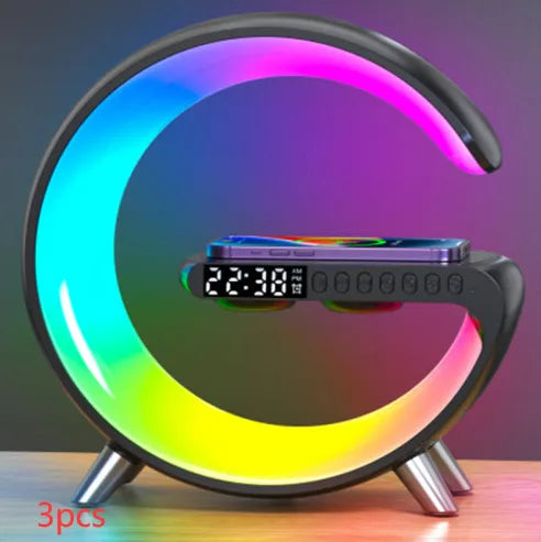 2023 New Intelligent G Shaped LED Lamp Bluetooth Speake Wireless Charger Atmosphere Lamp App Control For Bedroom Home Decor smart safari