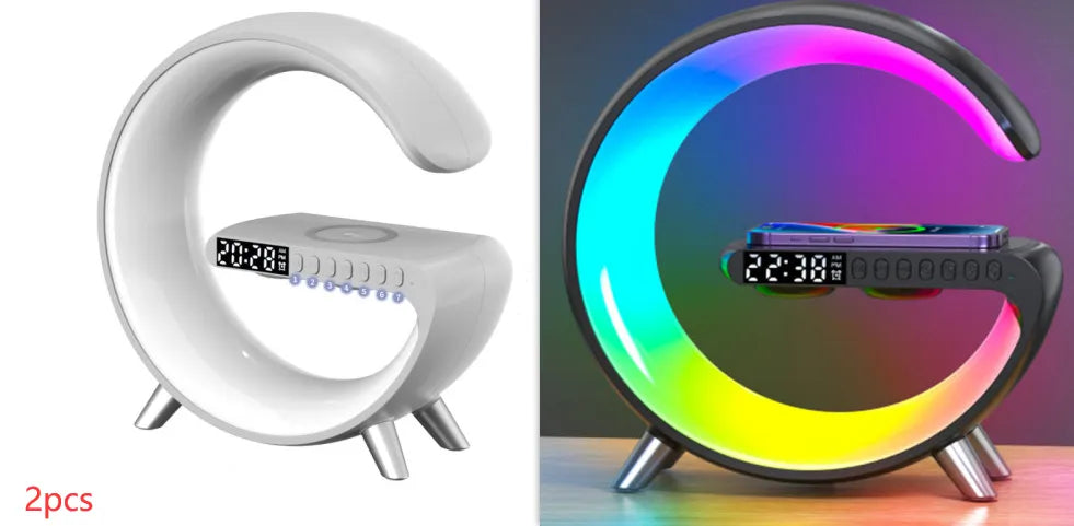 2023 New Intelligent G Shaped LED Lamp Bluetooth Speake Wireless Charger Atmosphere Lamp App Control For Bedroom Home Decor smart safari