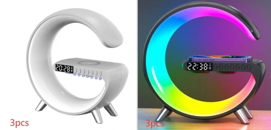 2023 New Intelligent G Shaped LED Lamp Bluetooth Speake Wireless Charger Atmosphere Lamp App Control For Bedroom Home Decor smart safari