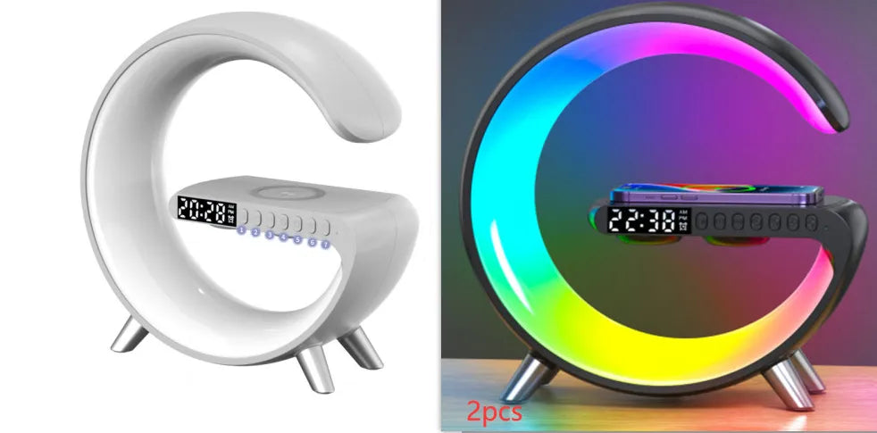 2023 New Intelligent G Shaped LED Lamp Bluetooth Speake Wireless Charger Atmosphere Lamp App Control For Bedroom Home Decor smart safari