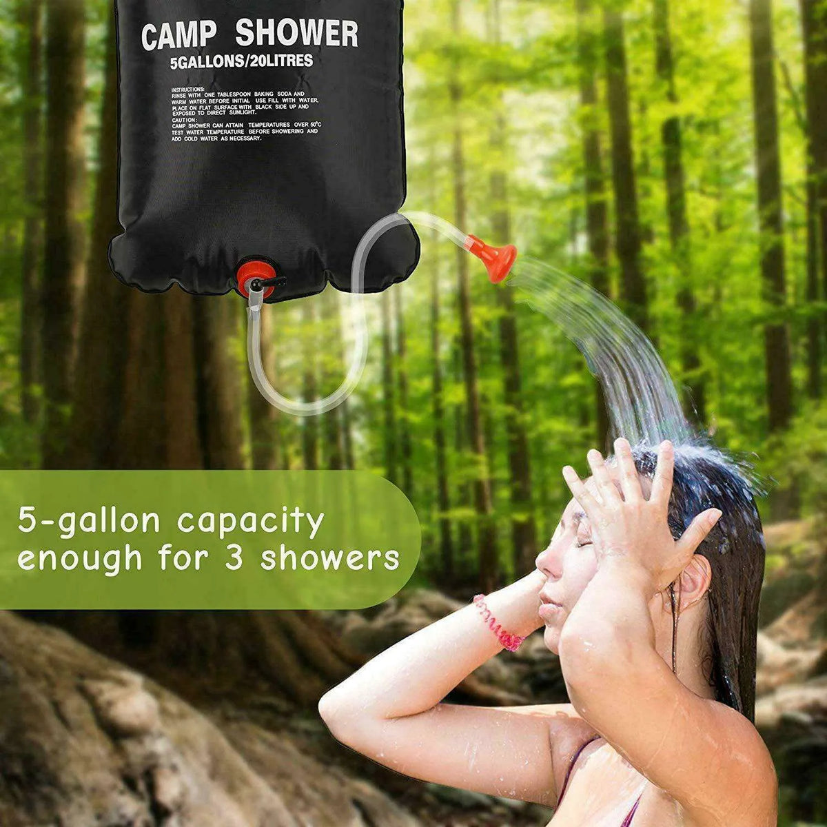 20L Camping Shower Portable Compact Solar Sun Heating Bath Bag Outdoor Travel smart safari