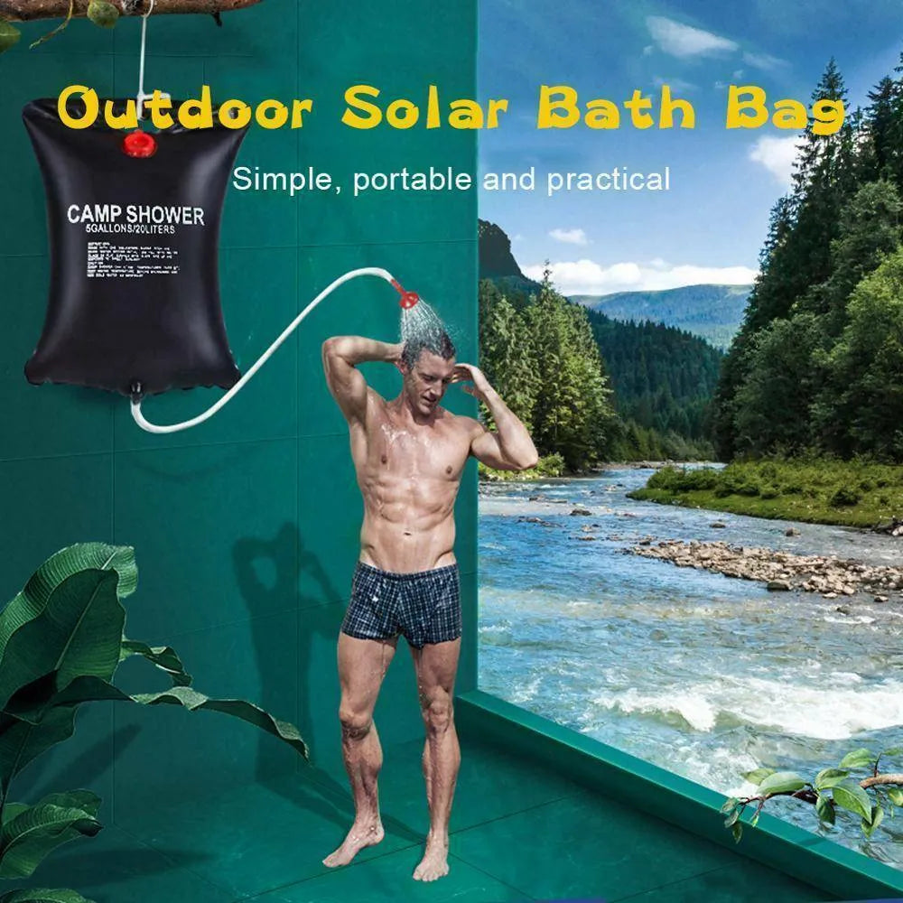 20L Camping Shower Portable Compact Solar Sun Heating Bath Bag Outdoor Travel smart safari