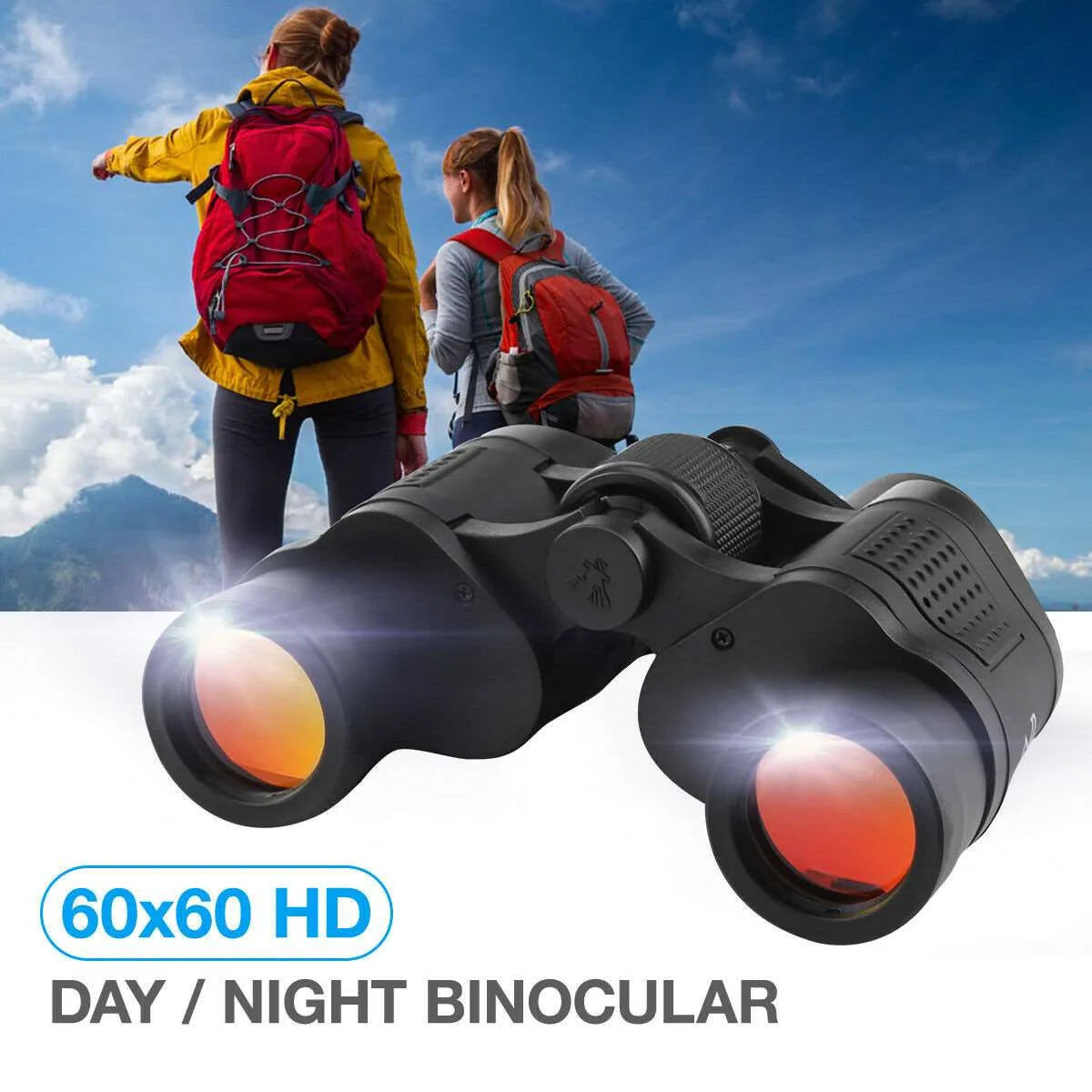 60x60 High Power Binoculars With Coordinates Portable Telescope LowLight Night Vision For Hunting Sports Travel Sightseeing smart safari